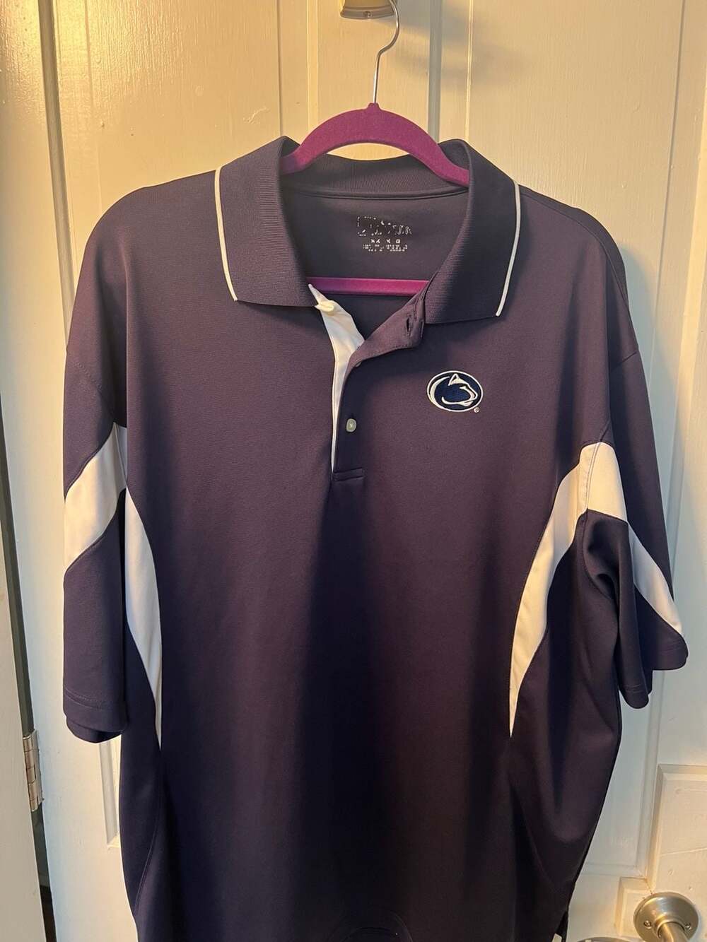 Penn State Nittany Lions Navy Blue White Colorblock Polo Golf Shirt Mens XL